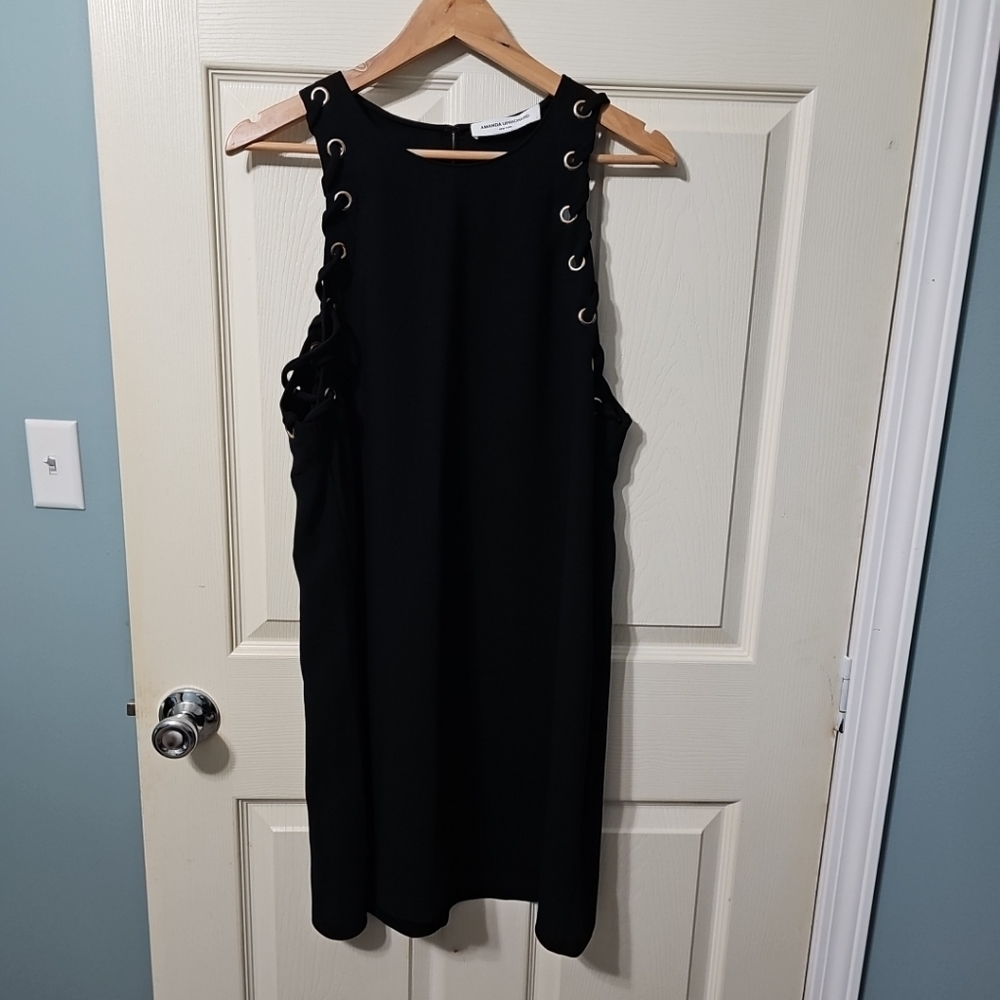 Amanda Uprichard Allegra Lace Up Side Keyhole Shift Mini Dress Size Large EUC